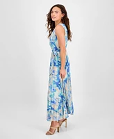 Sandra Darren Petites Pleated Tie-Waist Sleeveless Dress
