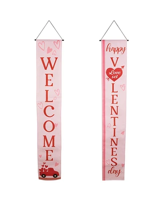 Northlight "Welcome" and "Happy Valentine's Day" Outdoor Door Banners, 71"