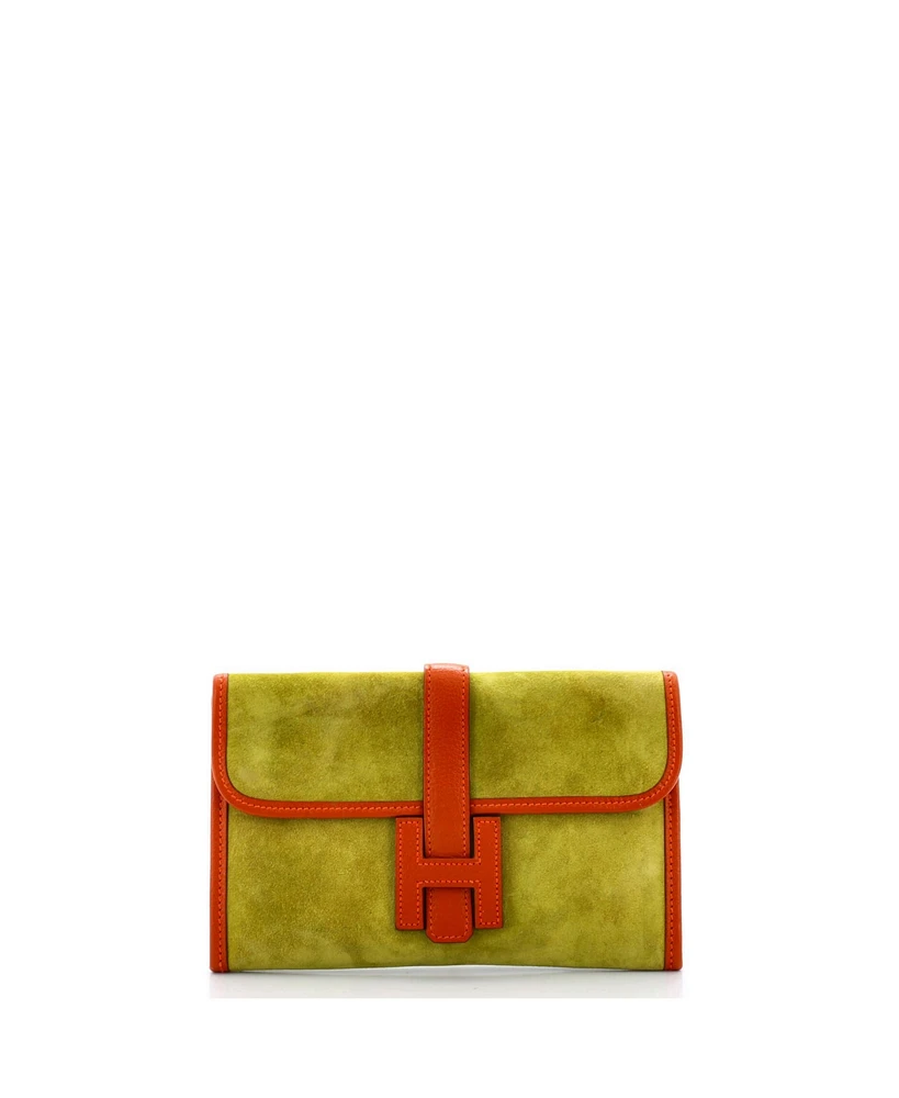 Pre-Owned HERMES 20 Jige Clutch Doblis Suede