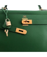 Pre-Owned HERMES Kelly 40 Handbag Green Epsom with Gold Hardware