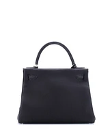 Pre-Owned HERMES Kelly 28 Handbag Black Togo with Palladium Hardware