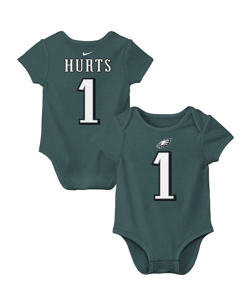 Nike Baby Boys and Girls Jalen Hurts Midnight Green Philadelphia Eagles Player Name Number Bodysuit