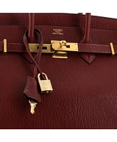 Pre-Owned HERMES Birkin 35 Handbag Red Chevre de Coromandel with Brushed Gold Hardware