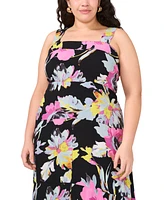 Vince Camuto Plus Floral Smocked Back Tiered Sleeveless Maxi Dress