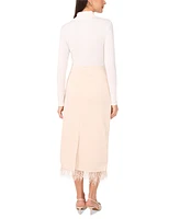 Vince Camuto Women's Feather-Trim Drawstring Midi Skirt