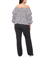 Vince Camuto Plus Size Off-The-Shoulder Bubble-Sleeve Top