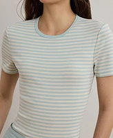 Lauren Ralph Petite Striped Stretch Cotton Crewneck Tee