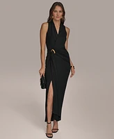 Donna Karan New York Women's Draped Faux-Wrap Gown