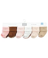 Hudson Baby Cotton Rich Baby Terry Socks 24-Pack, Pink Tan Stripe, 0-6 Months