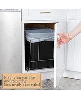 Pull Out Double Trash Can for Under Cabinet, Adjustable with Chrome Finish 17 x 21 In - Two 26L Trash Can Included