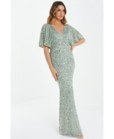 Quiz Women's Sequin Batwing Maxi Dress
