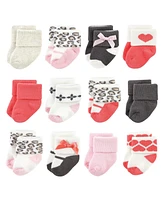 Luvable Friends Cotton Rich Baby Terry Socks 24-Pack, Leopard, 6-12 Months