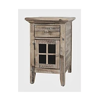Rustic Shores Distressed Acacia Usb Charging Chairside End Table