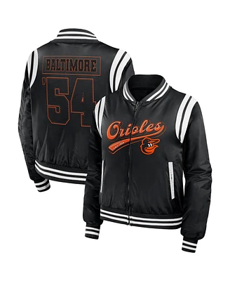 Wear by Erin Andrews Women's Black Baltimore Orioles Football Bomber Jacket