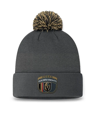 Fanatics Men's Charcoal Vegas Golden Knights 2024 Nhl Draft Cuffed Knit Hat with Pom