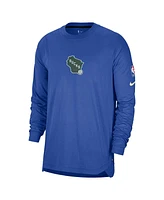 Nike Men's Royal Milwaukee Bucks 2024/25 City Edition Authentic Pregame Performance Long Sleeve Shooting T-Shirt