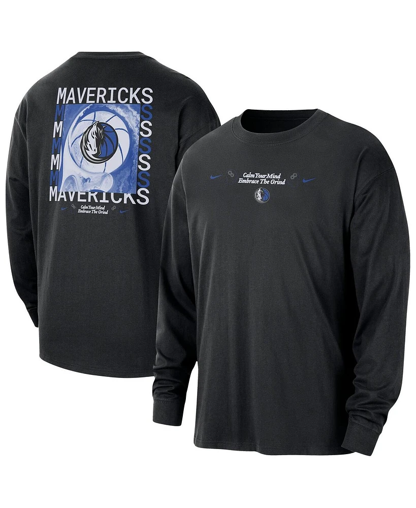 Nike Men's  Black Dallas Mavericks Courtside Oversized Long Sleeve T-Shirt