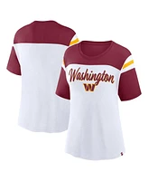 Fanatics Women's White/Burgundy Washington Commanders Cheer Chant Fashion Crop Top