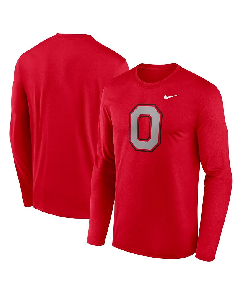 Nike Men's Scarlet Ohio State Buckeyes Primetime Alternate Logo Legend Long Sleeve T-Shirt