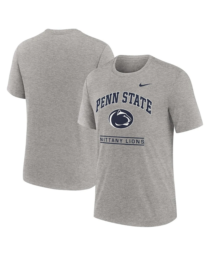 Nike Men's Heather Gray Penn State Nittany Lions Arch Over Logo Tri-Blend T-Shirt