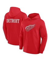 Fanatics Men's Red Detroit Wings Elements Blaze Tri-Blend Long Sleeve Hoodie T-Shirt