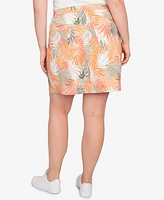 Hearts Of Palm Plus Size Spring Forward Printed Tech Stretch Pull On Skort