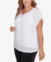 Hearts Of Palm Plus Size Making Waves Textured Short Sleeve Top