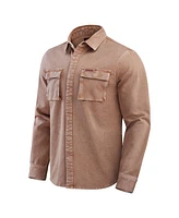 Fanatics Men's Brown Washington Commanders Garment Dyed Long Sleeve Full Snap Shirt