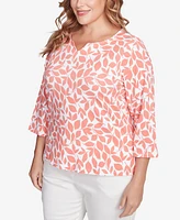 Hearts Of Palm Plus Printed Essentials V-Neck Top