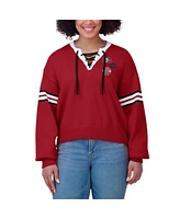 Wear by Erin Andrews Women's Scarlet San Francisco 49ers Lace-Up Pullover Sweatshirt