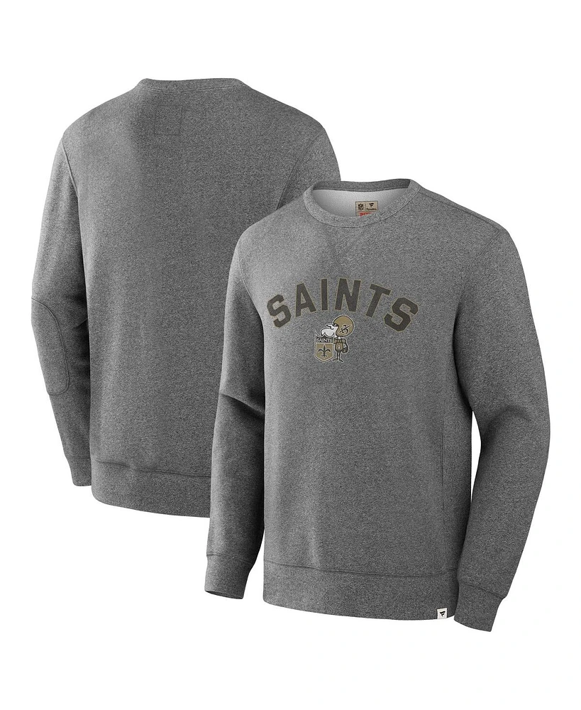 Fanatics Men's Heather Gray New Orleans Saints Loop Terry Pullover Sweatshirt