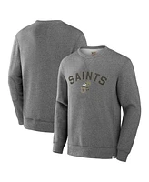 Fanatics Men's Heather Gray New Orleans Saints Loop Terry Pullover Sweatshirt