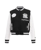 Pro Standard Women's Black New York Yankees Rib Wool Full-Zip Varsity Jacket