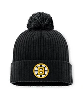 Fanatics Men's Black Boston Bruins 100th Anniversary Cuffed Knit Hat with Pom