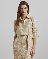 Lauren Ralph Petite 100% Linen Floral Shirtdress