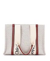 Pre-Owned Chloe Medium Woody Tote Canvas with Leather