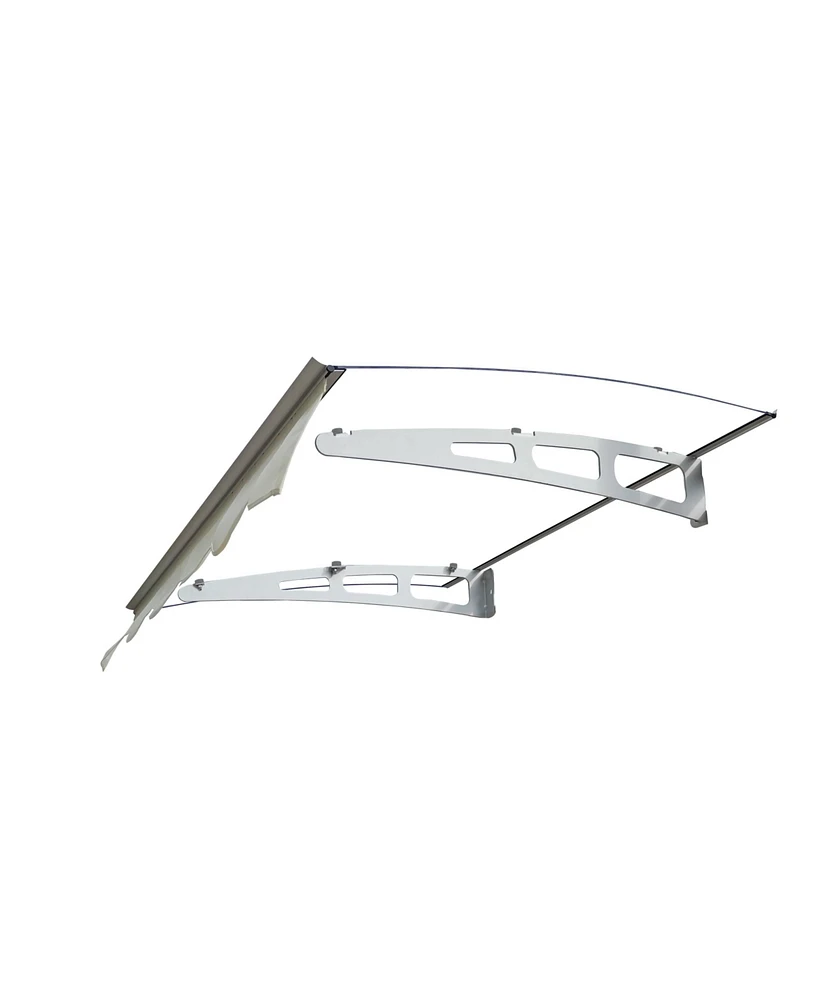 Door Window Awning Made of 0.137 Inch Thick Crystal Solid Polycarbonate Sheet and Aluminum Alloy with Valance in size of 47" Wide x 34" Deep for Mason