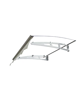 Door Window Awning Made of 0.137 Inch Thick Crystal Solid Polycarbonate Sheet and Aluminum Alloy with Valance in size of 47" Wide x 34" Deep for Mason