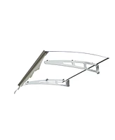 Door Window Awning Made of 0.137 Inch Thick Crystal Solid Polycarbonate Sheet and Aluminum Alloy with Valance in size of 47" Wide x 34" Deep for Mason
