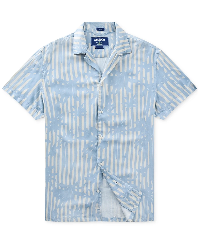 Chubbies Men's The Cool Cabana Sunday Short Sleeve Palm Stripe Camp Shirt