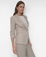 Dkny Women's Basketweave One-Button Ruched-Sleeve Jacket