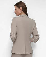 Dkny Women's Basketweave One-Button Ruched-Sleeve Jacket