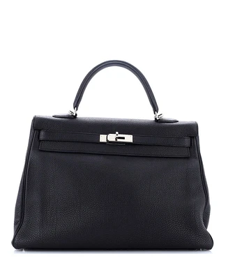 Pre-Owned HERMES Kelly 35 Handbag Black Togo with Palladium Hardware