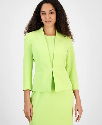 Kasper Women's Collarless Open-Front 3/4-Sleeve Jacket