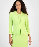 Kasper Women's Collarless Open-Front 3/4-Sleeve Jacket