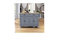 Kitchen Island Cart with 4-Door Cabinet and Ample Storage Space for Organization