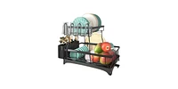 Kitchen Counter Utensil Drying Rack with Multi-Tier Design and Drip Tray for Kitchen