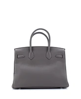 Pre-Owned HERMES Birkin 30 Handbag Grey Togo with Palladium Hardware
