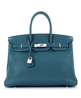 Pre-Owned HERMES Birkin Handbag Clemence with Palladium Hardware