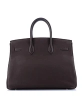 Pre-Owned HERMES Birkin 35 Handbag Brown Togo with Palladium Hardware